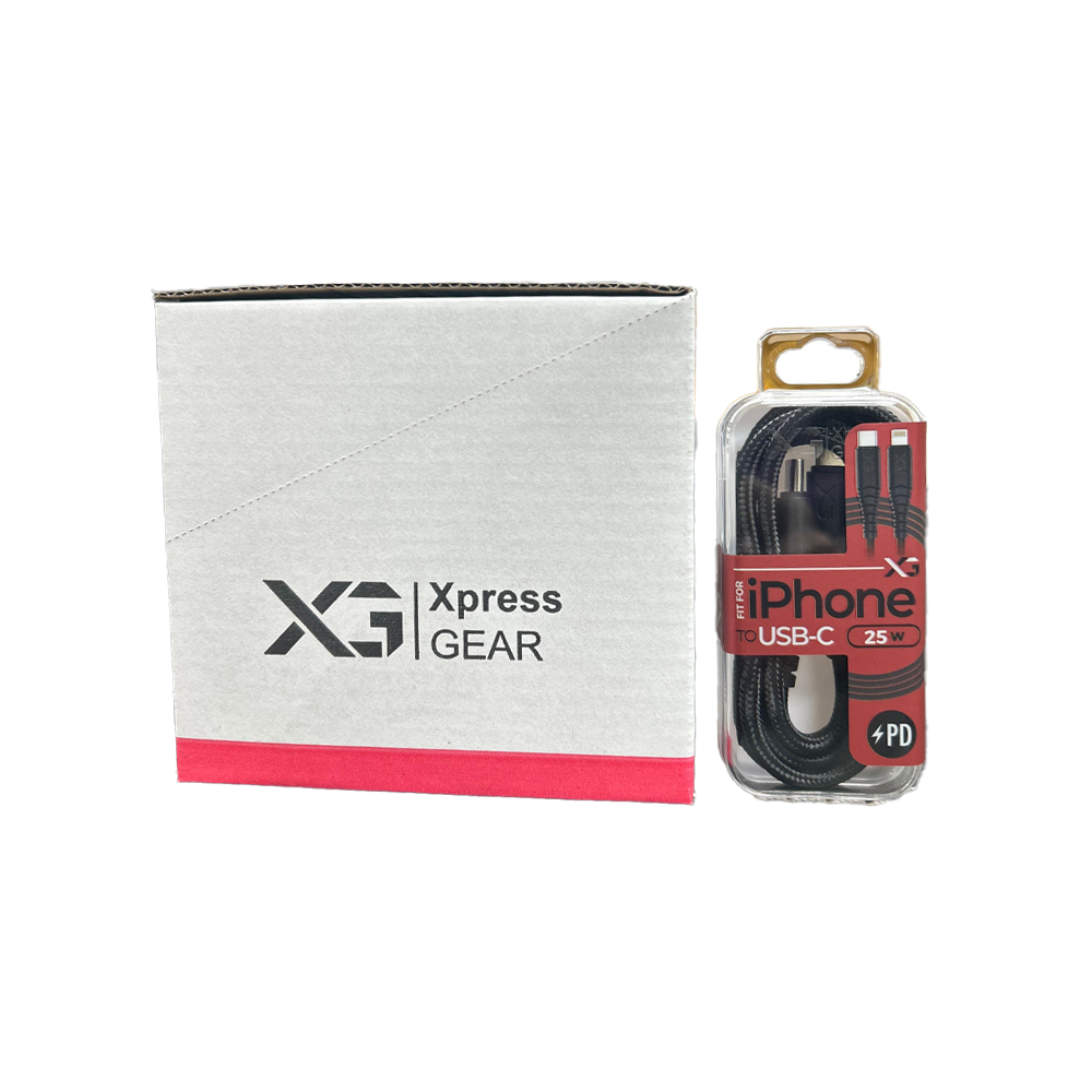 XPRESS GEAR PD TYPE C - IPHONE FABRIC CABLE 3.3FT 6CT/BX(701&702)