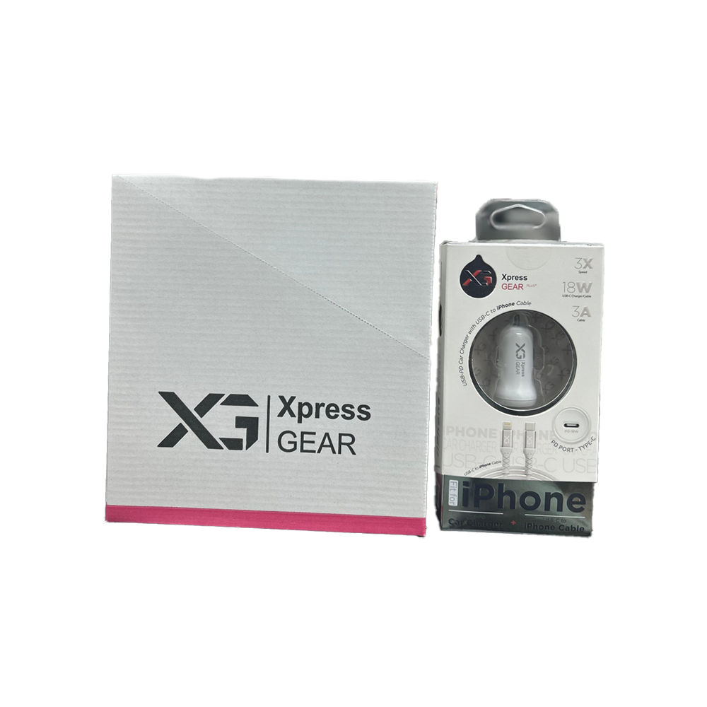 XPRESS GEAR FIT IPHONE PD CABLE WITH CAR CHARGER 6CT/BX(801)