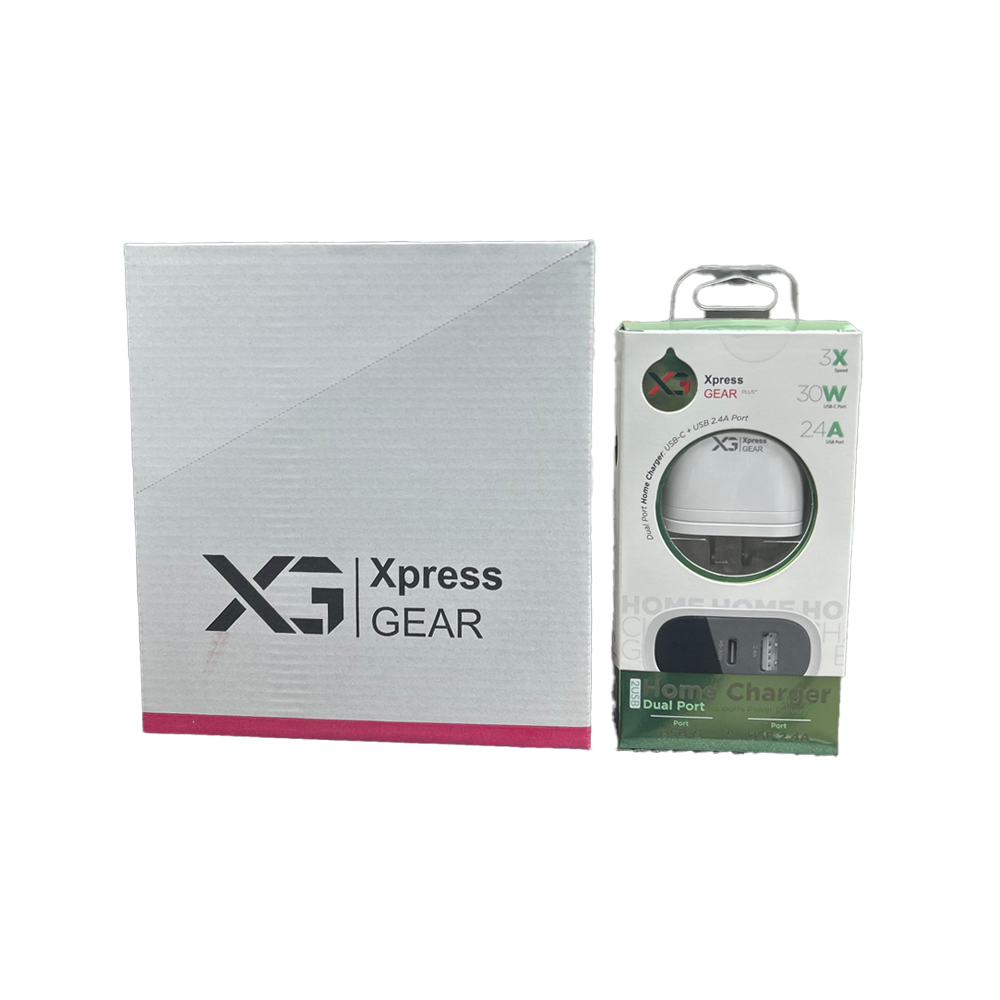 XPRESS GEAR PD + USB 2.4A DUAL PORT HOME CHARGER 6CT/BX(821&822)