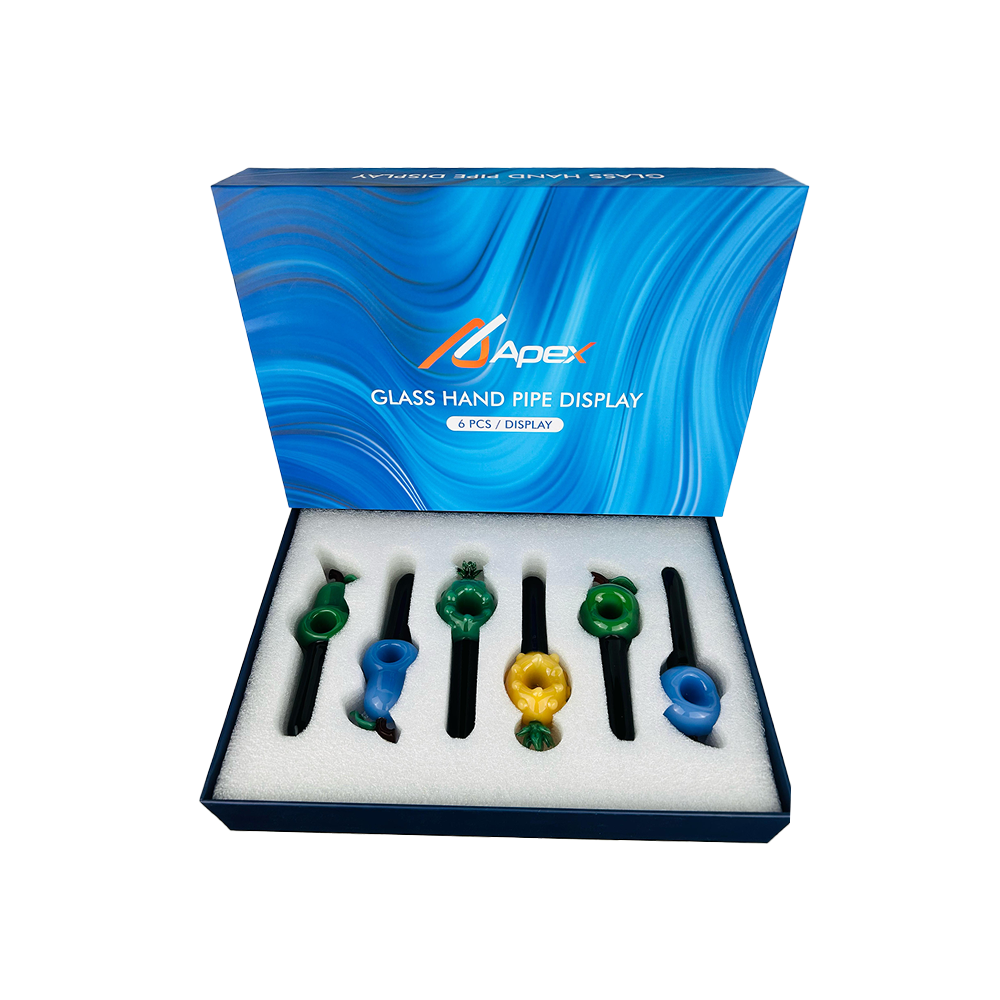 APEX GLASS HAND PIPE 6PCS/ DISPLAY (HPD38)