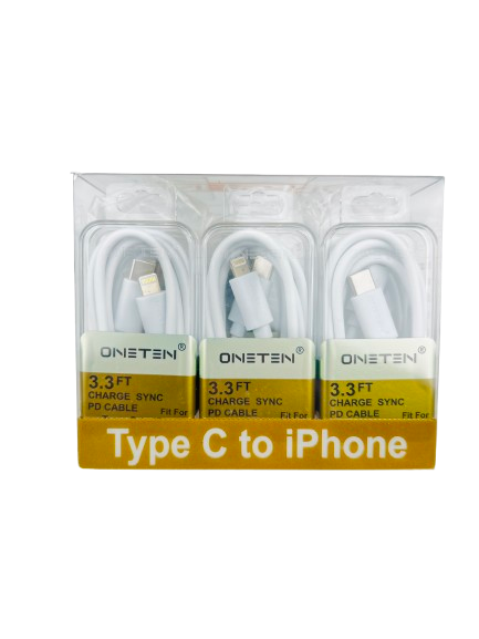 ONETEN CA107W/CA108 3.3FT TYPE C TO IPHONE