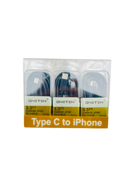 ONETEN CA107W/CA108 3.3FT TYPE C TO IPHONE