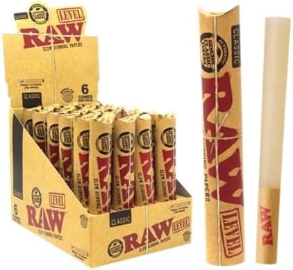 RAW 1 1/4 ORGANIC HEMP BLACK 20 CONES/PK 12/BX