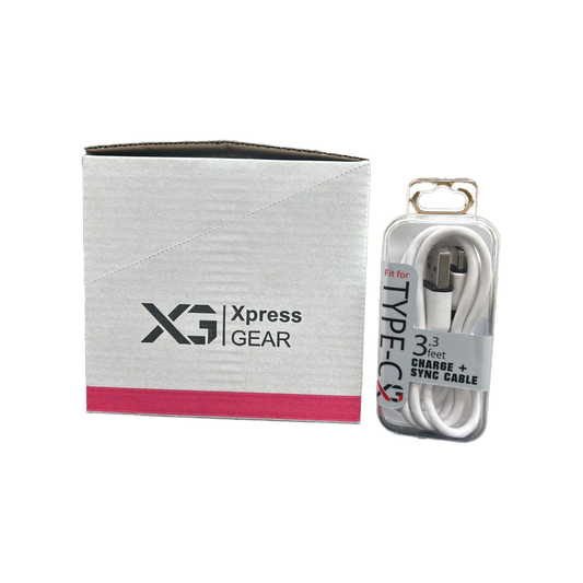 XPRESS GEAR 3.3FT TYPE-C CHARGE + SYNC CABLE 6CT/BX(460&461)
