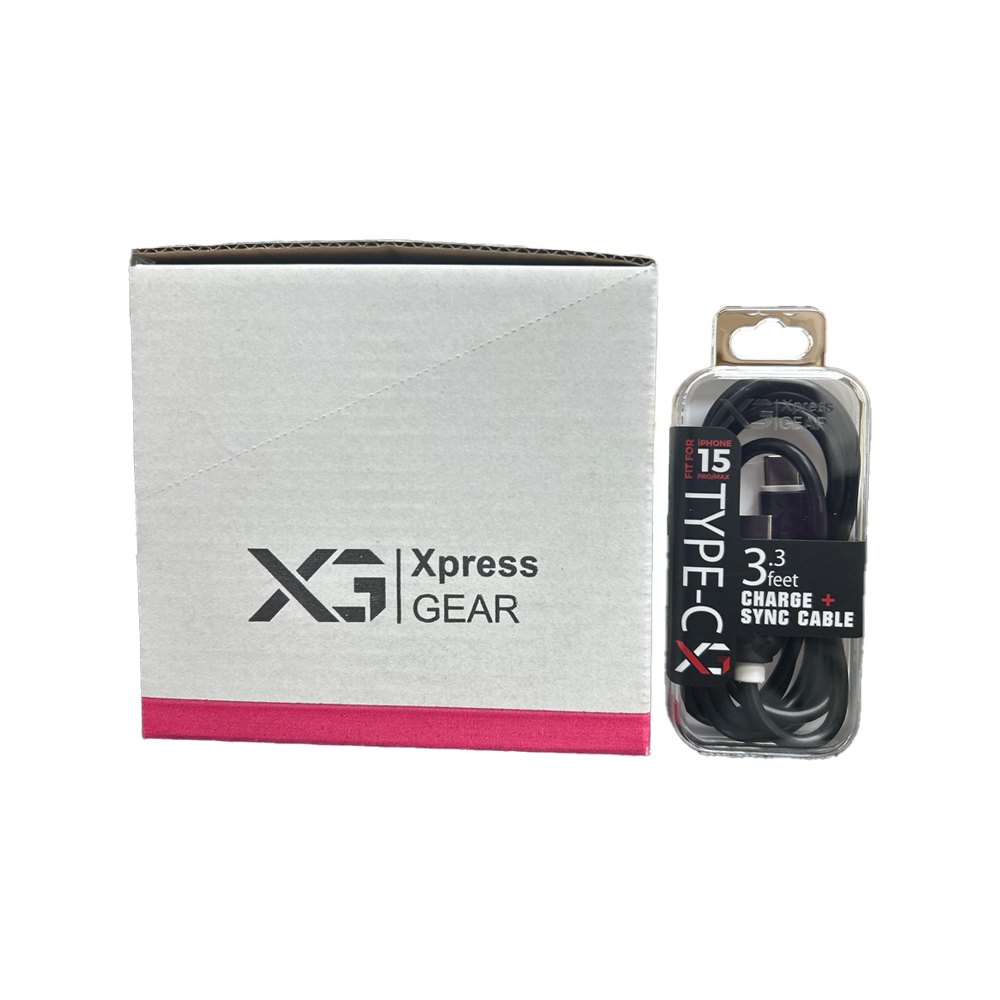 XPRESS GEAR 3.3FT TYPE-C CHARGE + SYNC CABLE 6CT/BX(460&461)