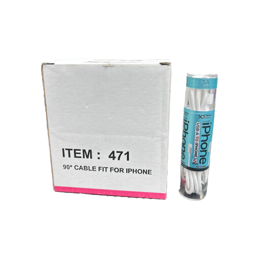 XPRESS GEAR 90* CABLE FIT FOR IPHONE 5FT 12CT/BX(471)