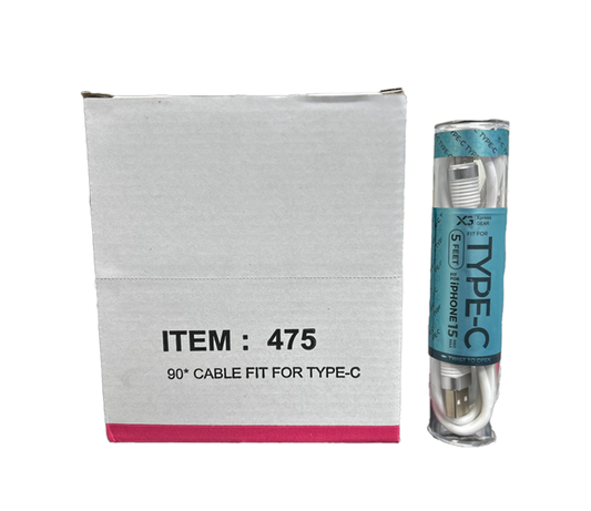 XPRESS GEAR 90* CABLE FIT FOR TYPE-C 5FT 12CT/BX(475&476)