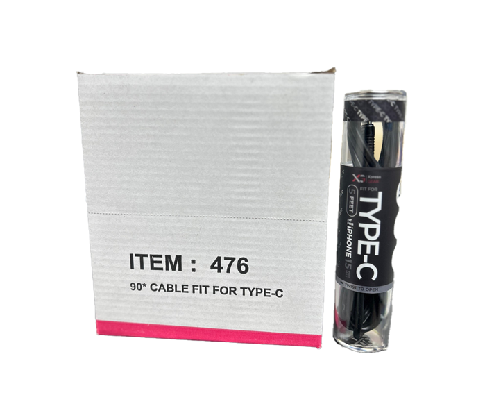 XPRESS GEAR 90* CABLE FIT FOR TYPE-C 5FT 12CT/BX(475&476)