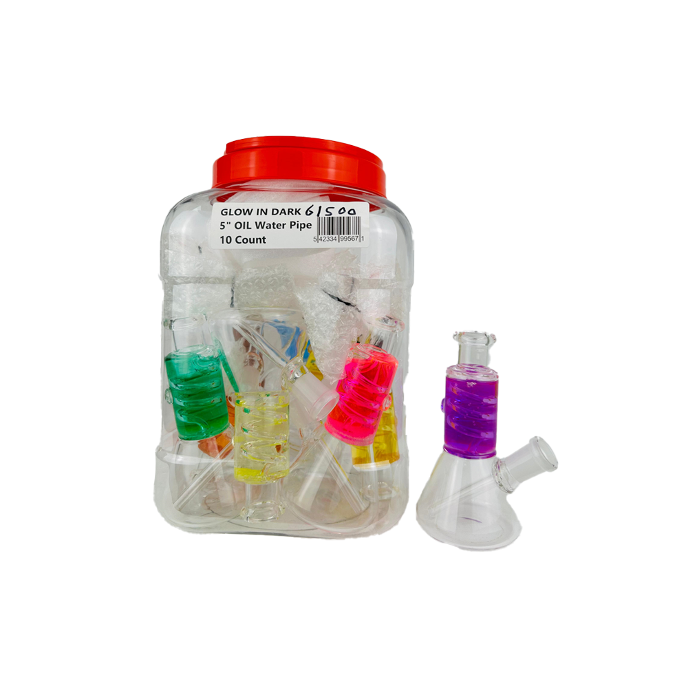 GLOW IN DARK 5" OIL WATER PIPE 10CT (61500)