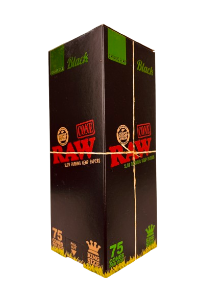 RAW KING SIZE ORGANIC HEMP BLACK 75 CONES/BX