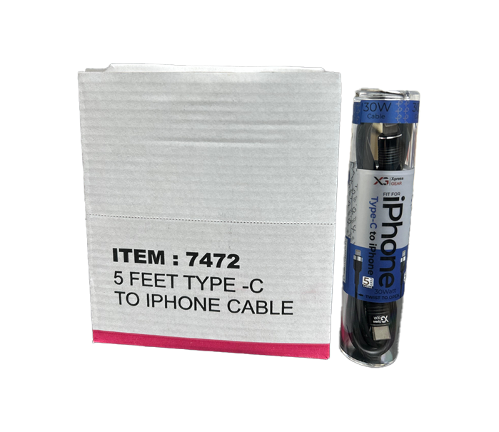 XPRESS GEAR TPYE C - IPHONE 5FT CABLE 12CT/BX(7471&7472)