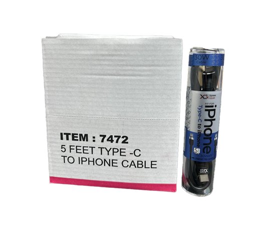 XPRESS GEAR TPYE C - IPHONE 5FT CABLE 12CT/BX(7471&7472)