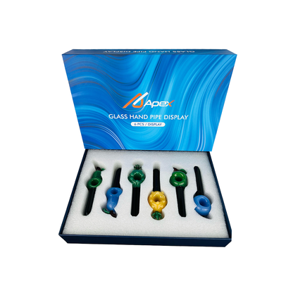 APEX GLASS HAND PIPE 6PCS/ DISPLAY (HPD38)