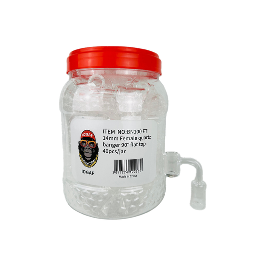 14MM FEMALE QUARTZ BANGER 90DEGREE 40CT/JAR (BN100)