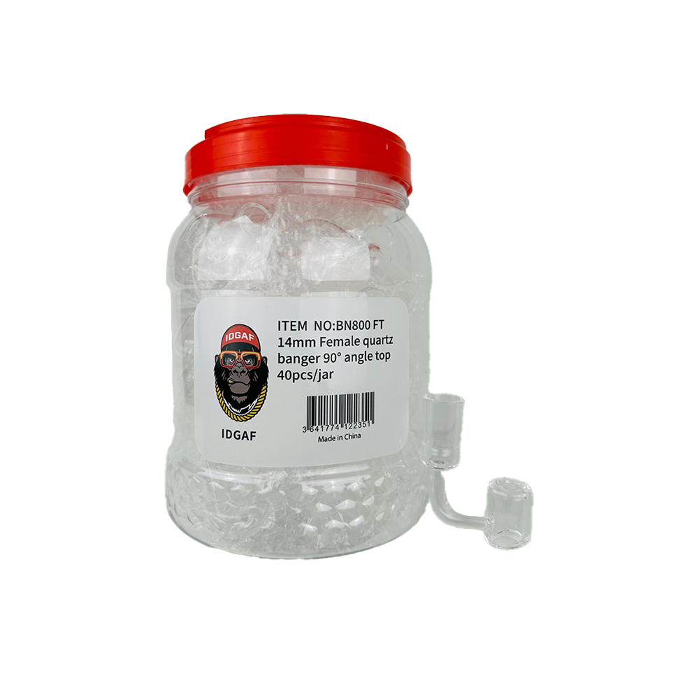 14MM FEMALE QUARTZ BANGER 90DEGREE 40CT/JAR (BN100)