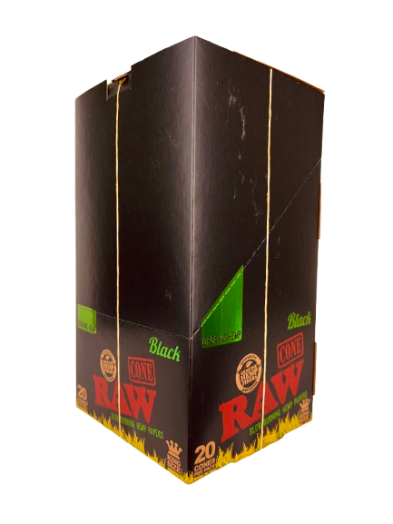 RAW KING SIZE ORGANIC HEMP BLACK 20 CONES/PK 12/BX