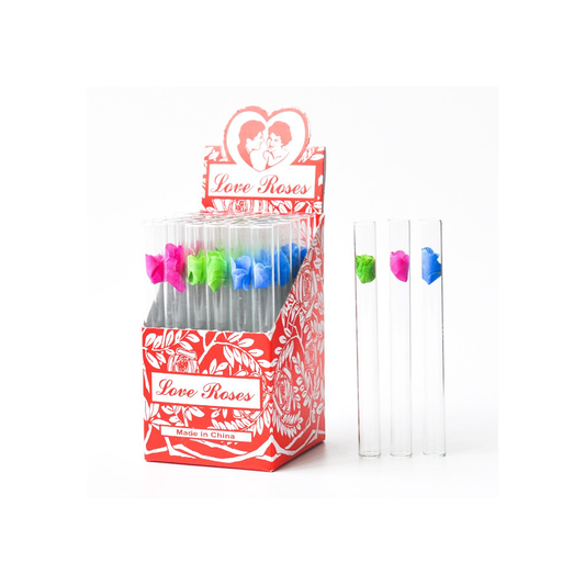 LOVE ROSE GLASS TOBACCO SMOKE PIPES 36CT/BX