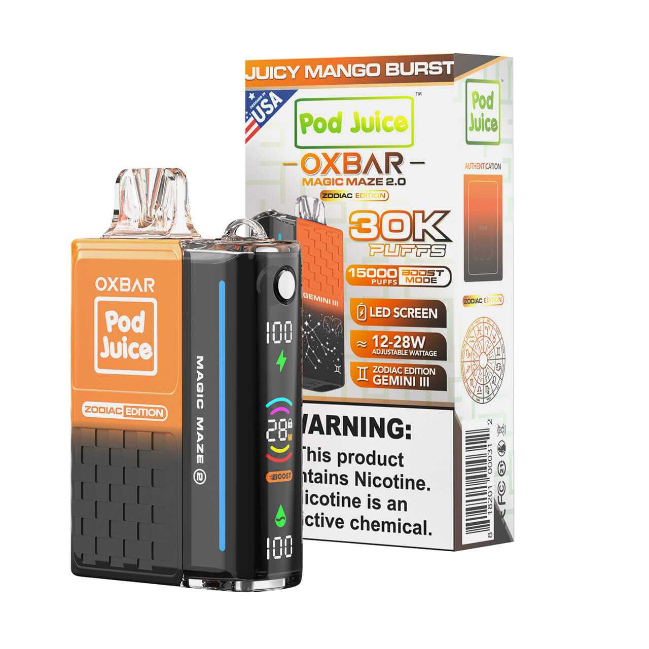 OXBAR POD JUICE 30K PUFFS DISP. 5CT/BX