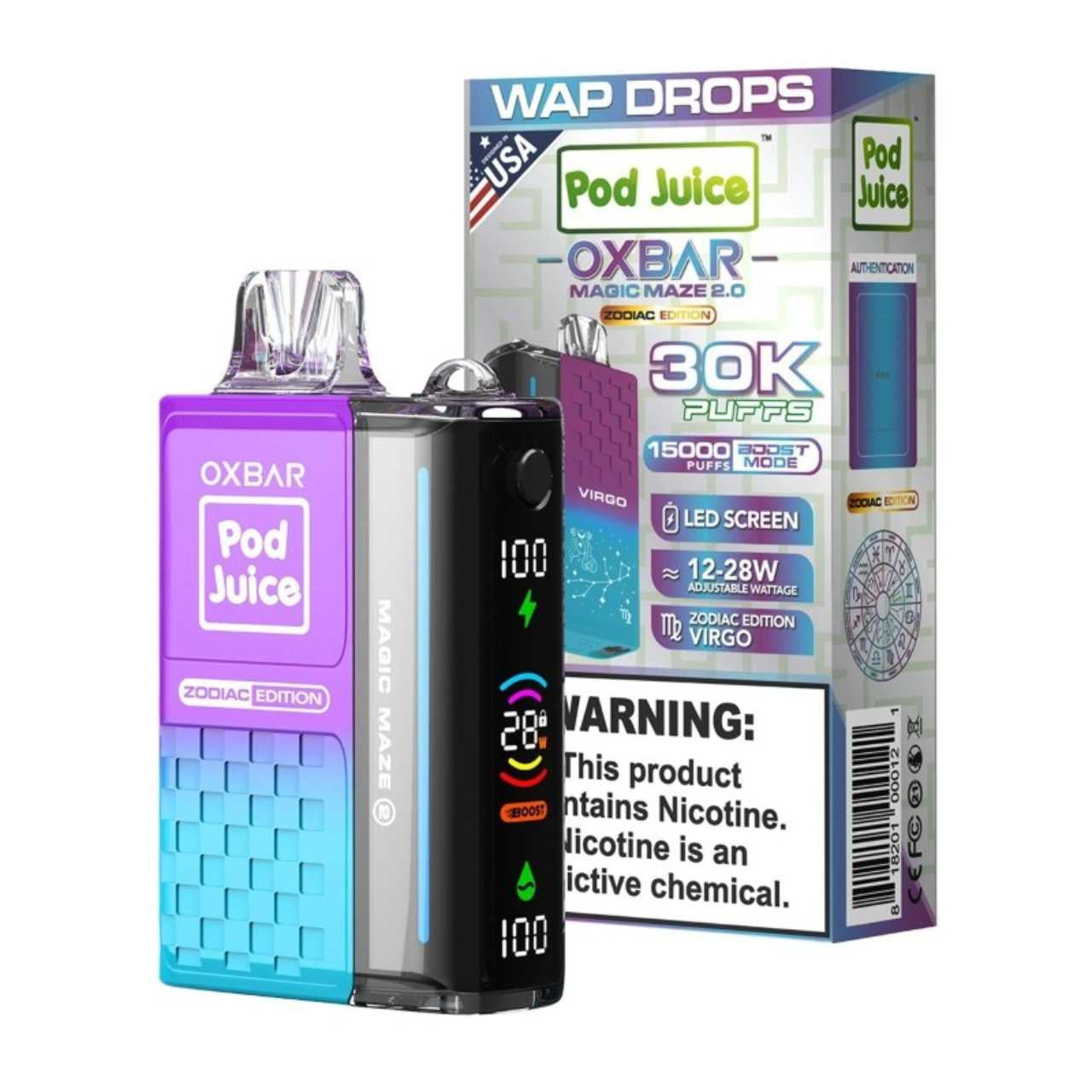 OXBAR POD JUICE 30K PUFFS DISP. 5CT/BX