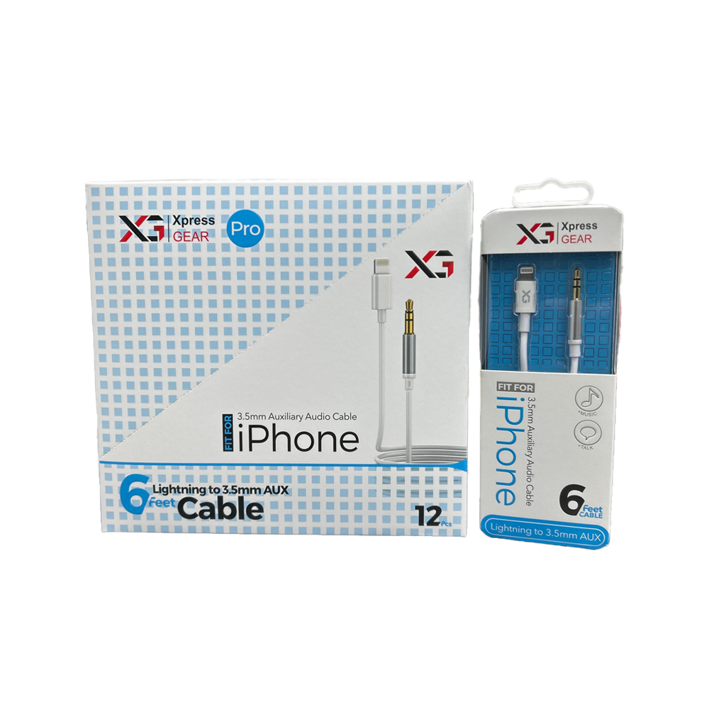 XPRESS GEAR IPHONE - 3.5mm AUX CABLE 12CT/BX (939)