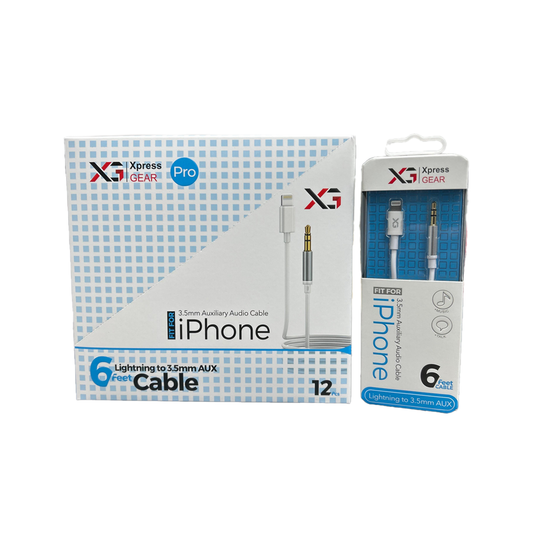 XPRESS GEAR IPHONE - 3.5mm AUX CABLE 12CT/BX (939)