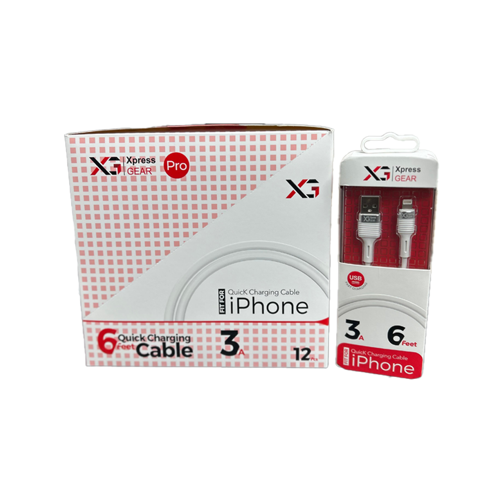 XPRESS GEAR USB - IPHONE 6FT CABLE 12CT/BX(933)