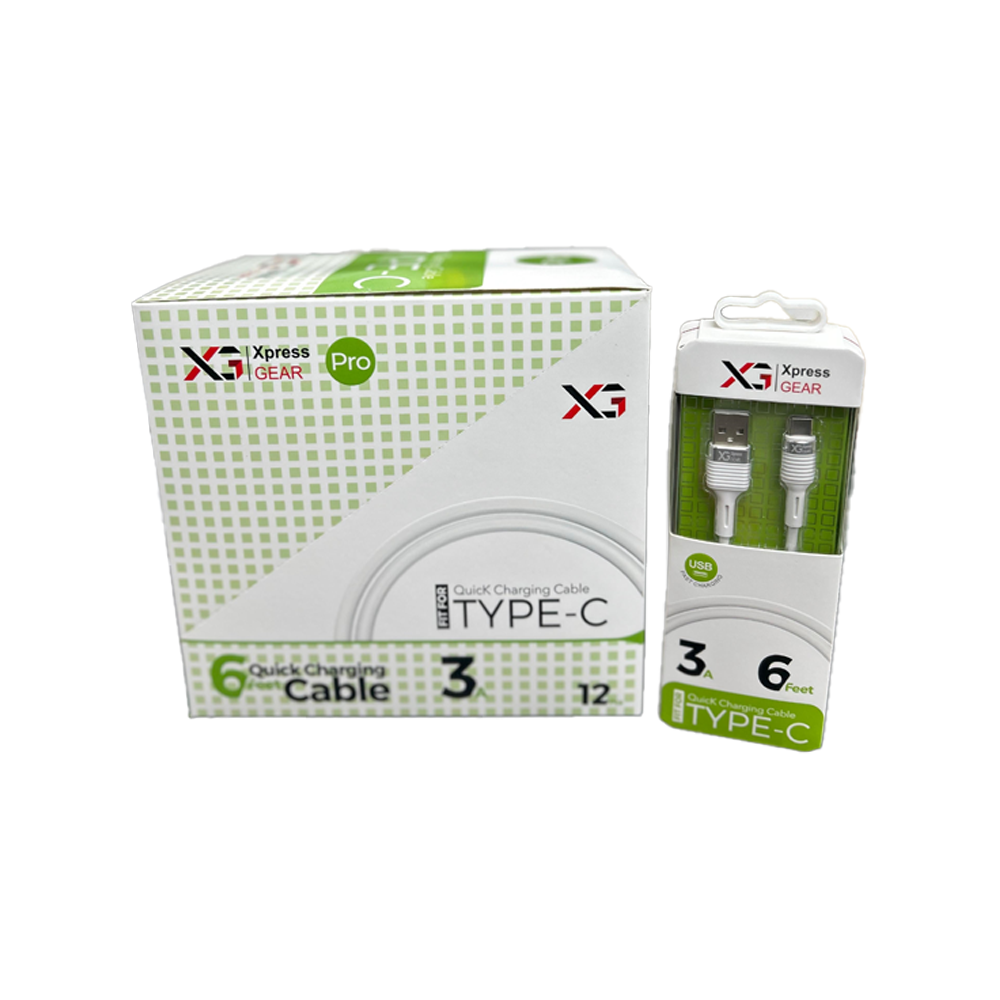XPRESS GEAR USB - TYPE C 6FT CABLE 12CT/BX(934)