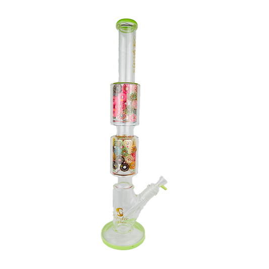 CANDY FUSION DUAL PERC BONG TOBACCO PIPE 1CT(YX031S SLIM GREEN)