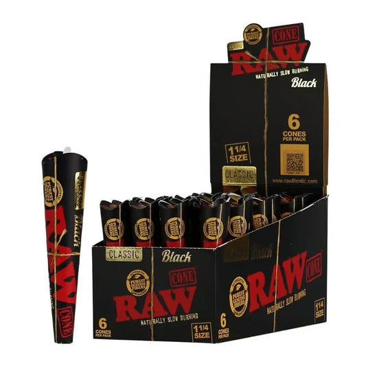 RAW BLACK 1 1/4 CONES 6CT